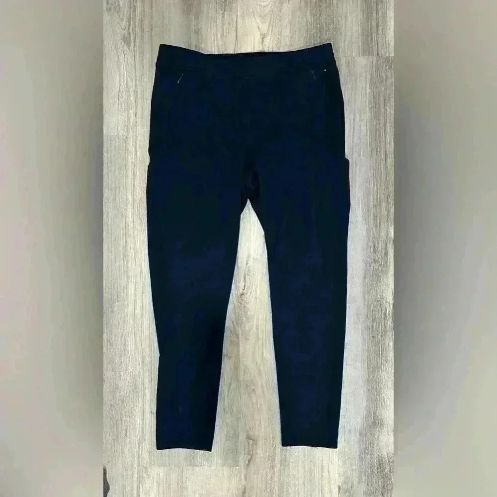Tommy Hilfiger Women's Cropped Leggings Side Zip Pockets Navy Size M